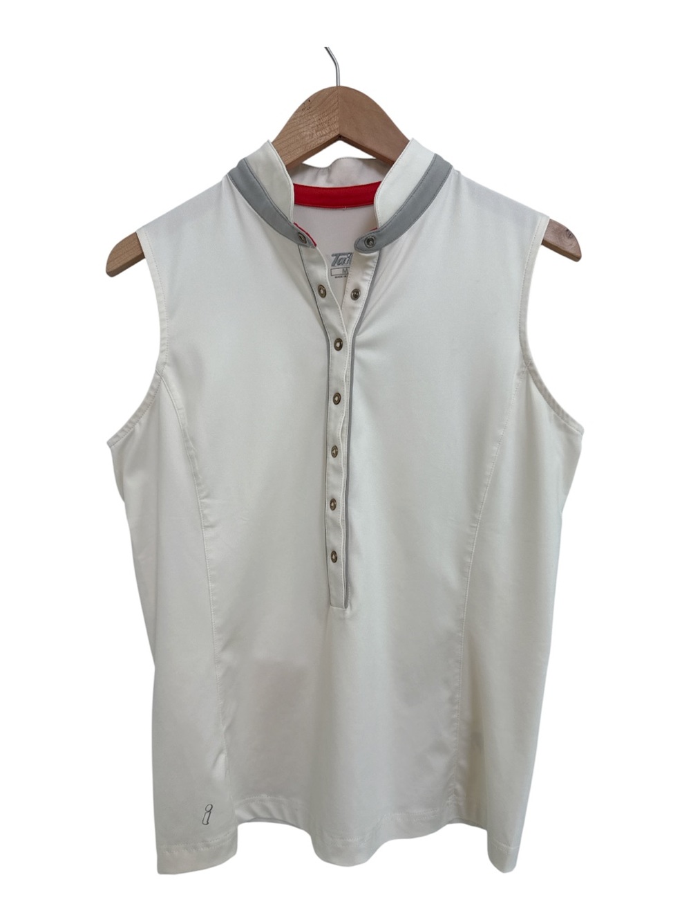 Tail Sleeveless Golf Polo Beige Orange with Gray Trim
